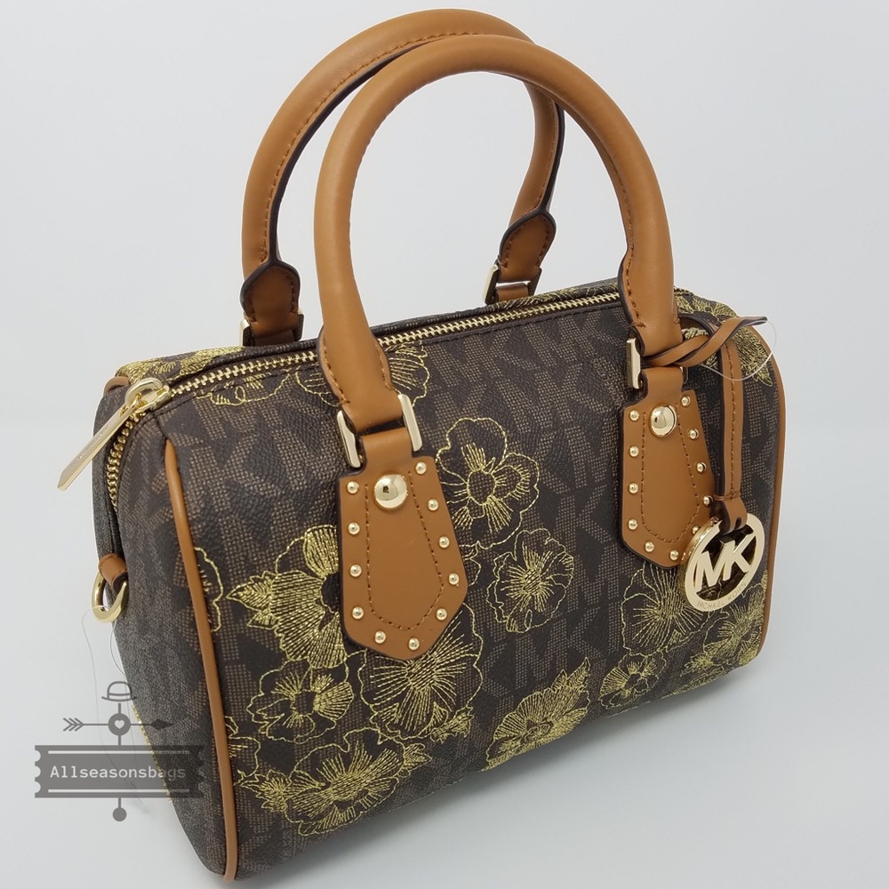 Michael Kors Aria small acorn satchel floral bag - Picture 5 of 7